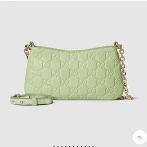 Gucci GG Sage Leaf Green Embossed Shoulder Bag